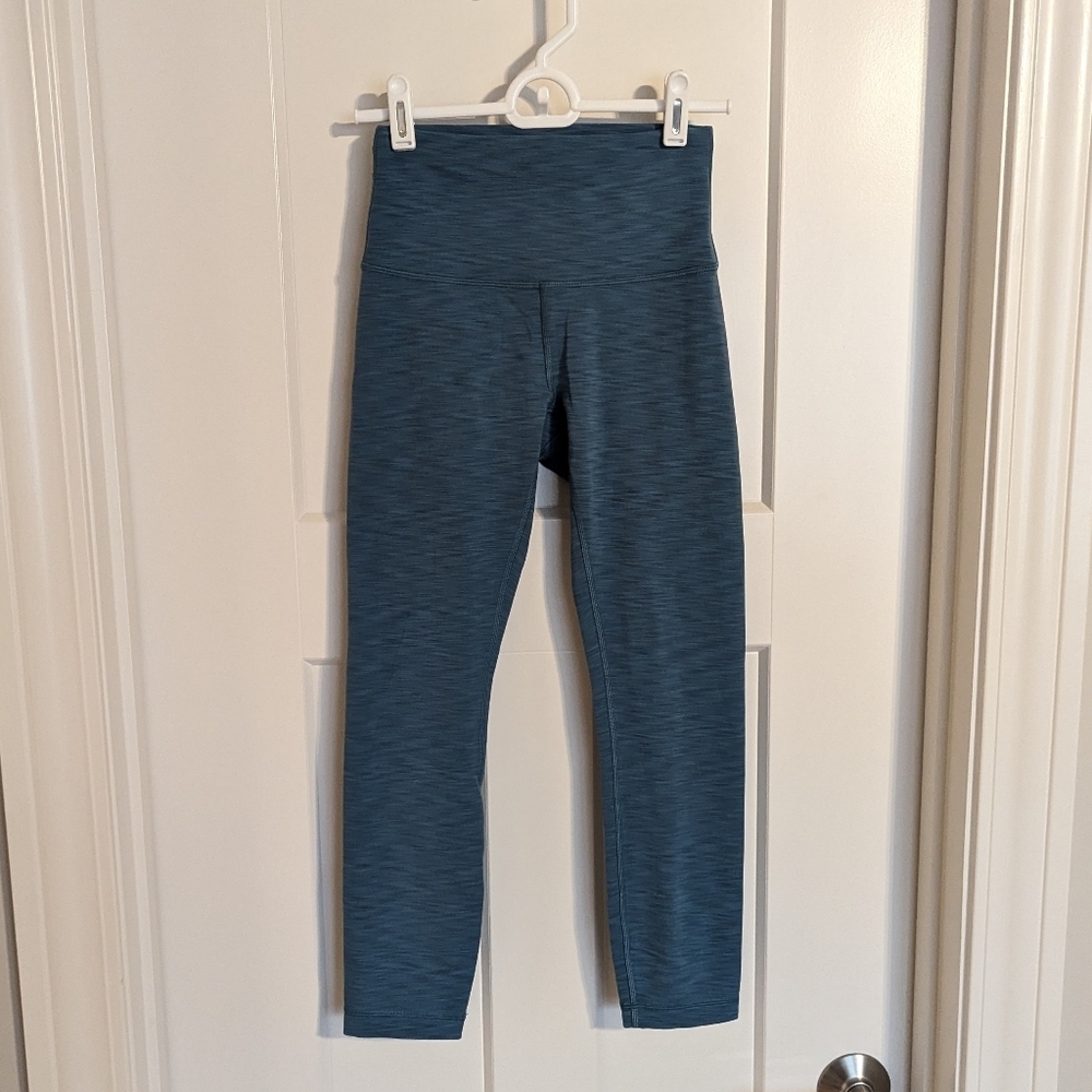 Lululemon Wunder Train High Rise Crop Leggings 23" - Heathered Capture Blue sz 4